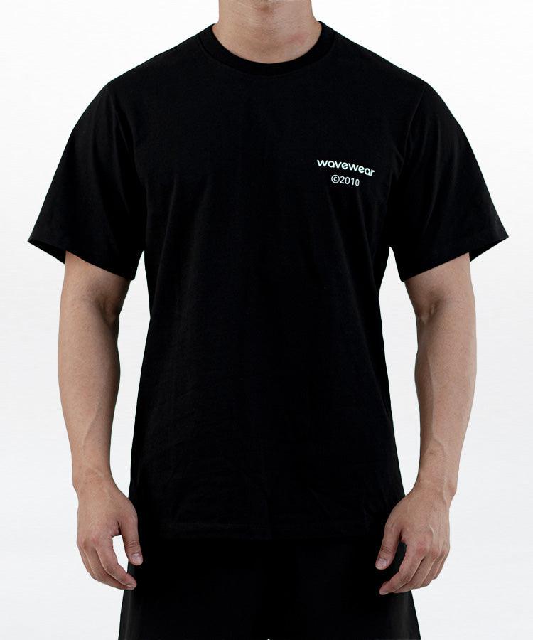 WaveWear black unisex Blue Moon performance shirt with short sleeves and logo on chest