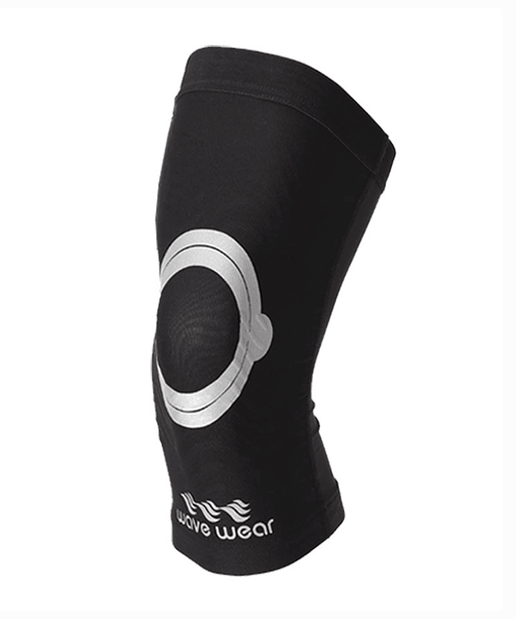 WaveWear black leg sleeve with circular knee support design kinesiology knee support sleeve