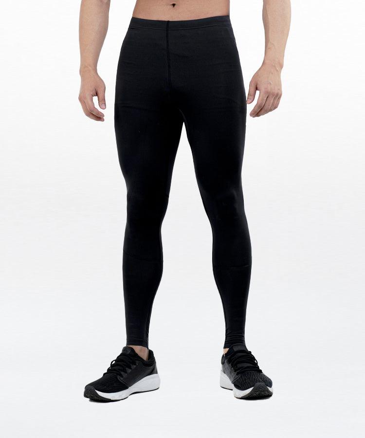 WaveWear black leggings designed as leg compression sleeves for runners with a slim fit and athletic style
