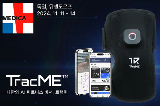 Wearable healthcare technology 2024 featuring TracME AI fitness tracker with smartphone app display