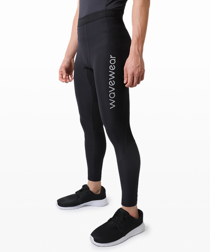 Side view of WaveWear L20 Hetite compression leggings showing WaveWear logo branding along the leg