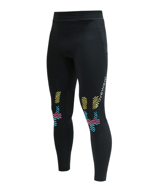 L20 Hetite leggings with color-coded AlignX kinesiology taping zones highlighted on knee and calf areas