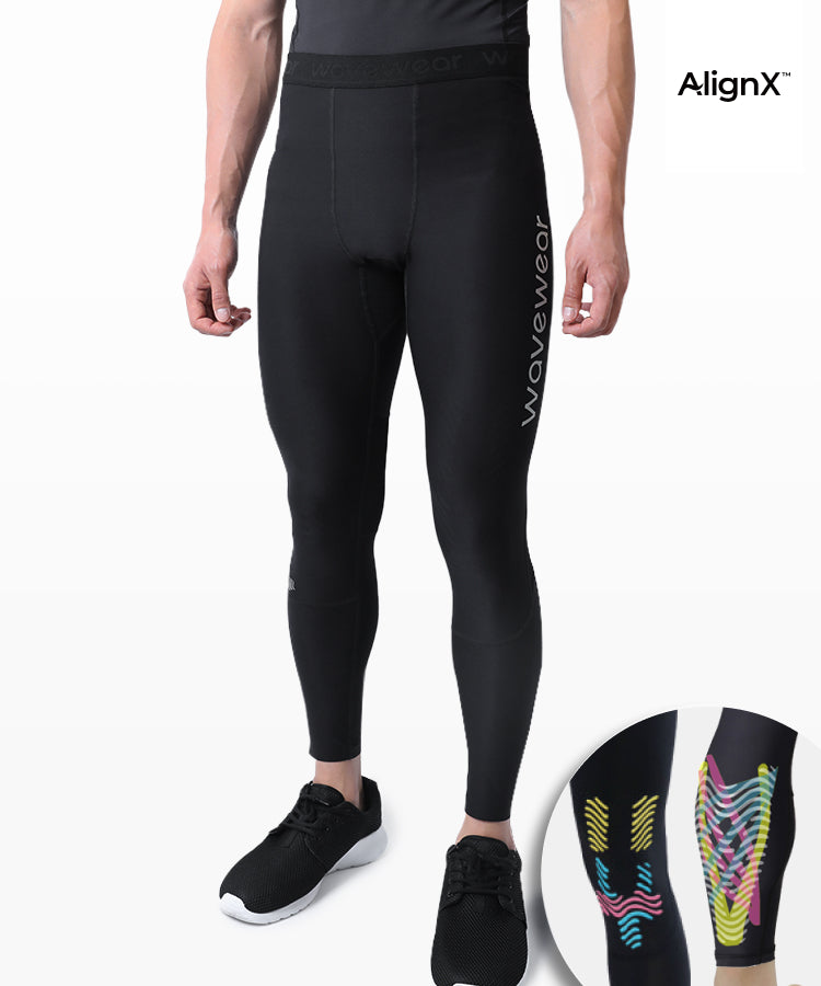 Men's Compression Leggings with Kinesiology Tape | Knee & Calf