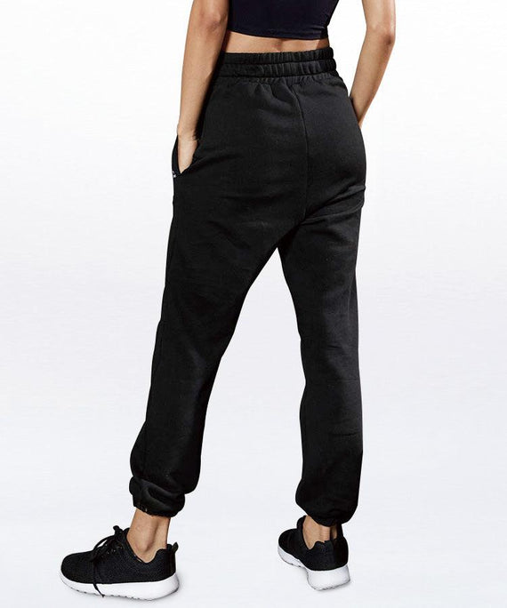 WaveWear black compression joggers for women with elastic waistband and tapered ankles