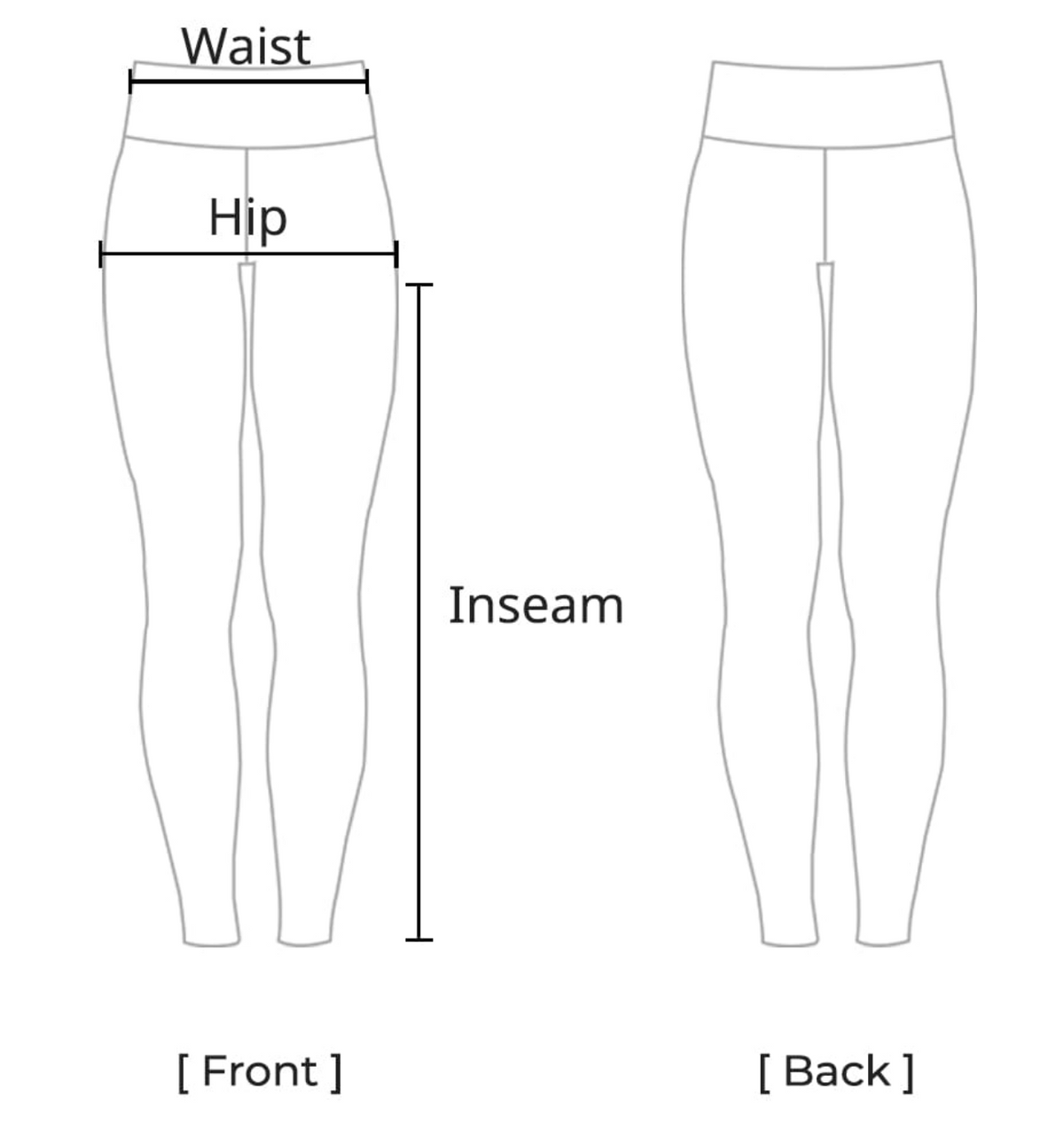 Legging de compression Zen pour l'entraînement Y1 size chart