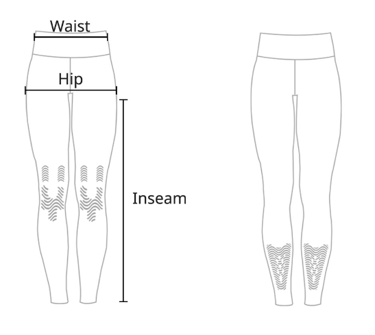 Legging de compression kinésiologie taille haute avec poche Y30 size chart