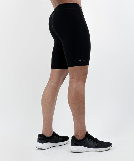 SL1 Flex-Support Compression Shorts side back view showing compression fit and mid-thigh length
