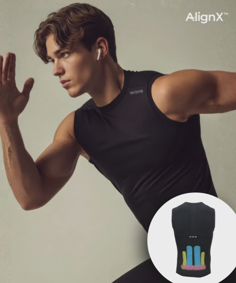 Ärmelloses Kompressionsshirt mit Rücken-Power-Tape für Herren R10