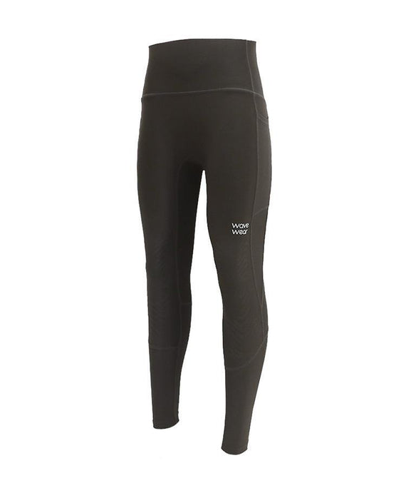 WaveWear black kinesiology tape leggings with pockets featuring high waist and logo detail