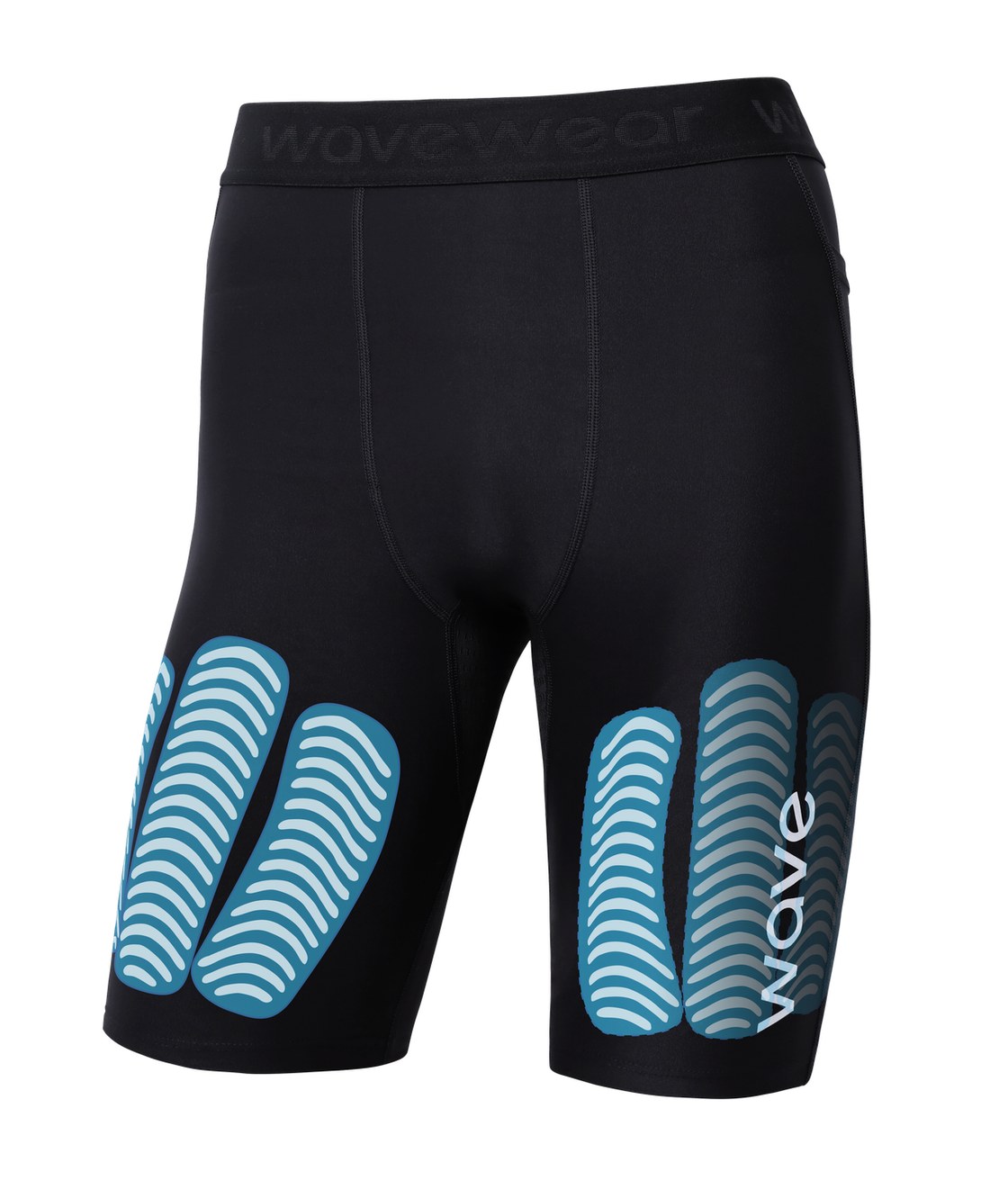 Front of the inner compression layer; the wave pattern marks where the AlignX silicone sits over the thighs (actual silicone is black)