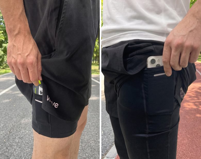 Putting a phone into the inner side pocket
