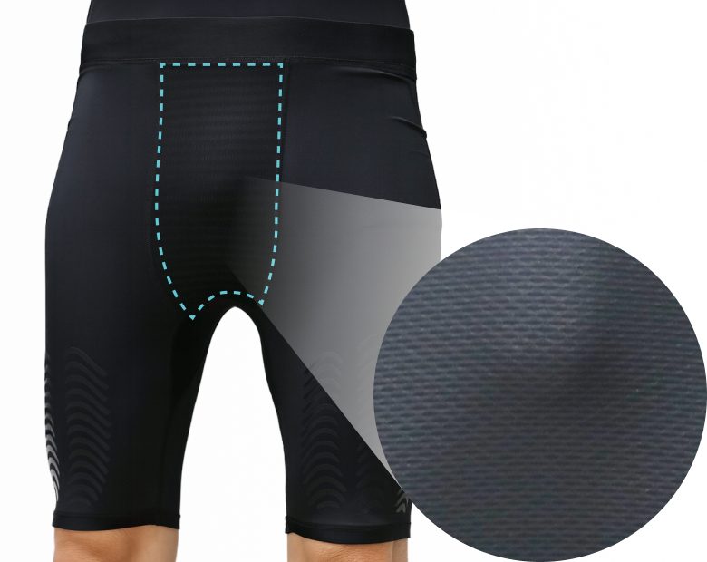 Mesh panel on the front of the inner layer, with a close-up of the mesh fabric