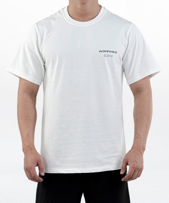 WaveWear white comfortable sports tee for men with short sleeves and crew neck