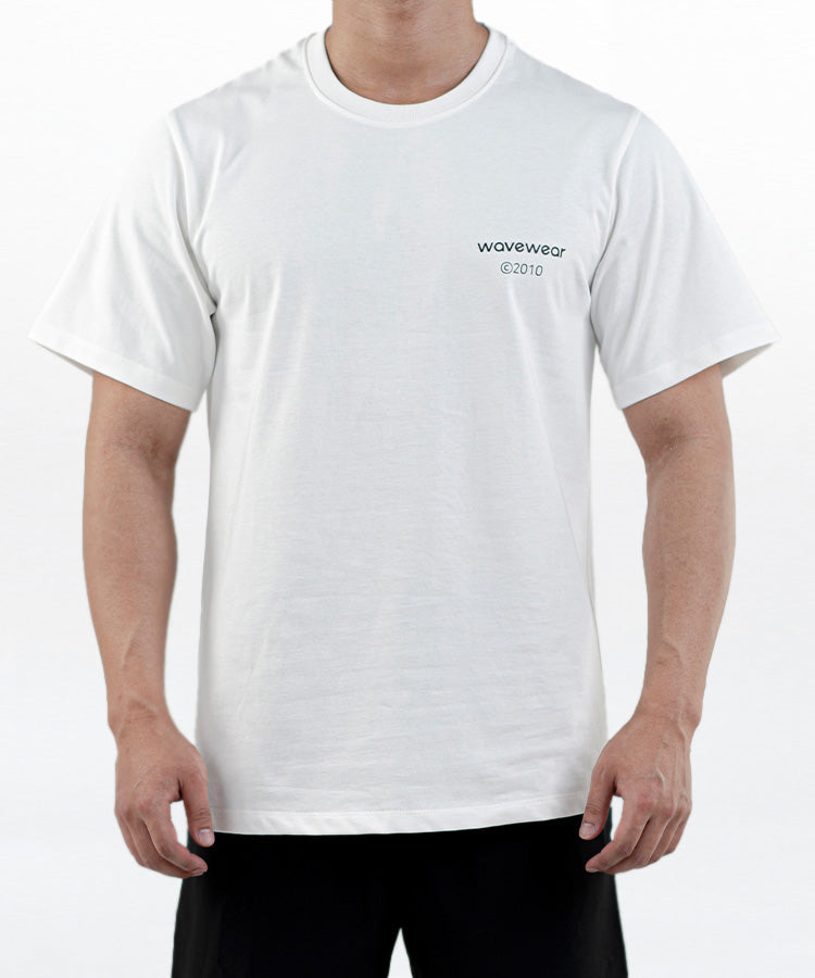 WaveWear white comfortable sports tee for men with short sleeves and crew neck