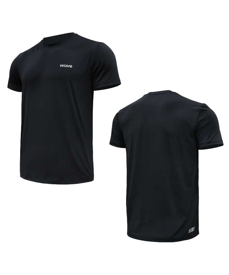 Black FROST Cooling T-Shirt flat lay, front and back