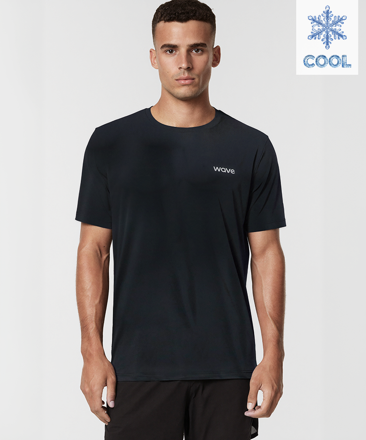 Model wearing the black FROST Cooling T-Shirt, front view