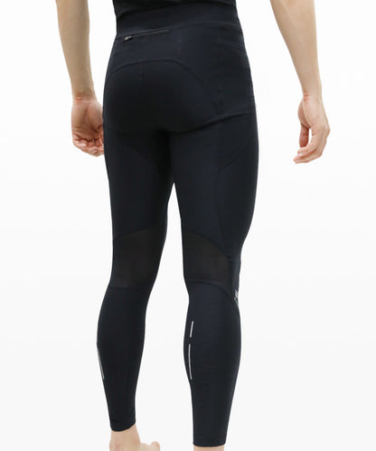 L30 Compression Leggings back side view showing back zipper pocket, kinesiology calf panel, and reflective details