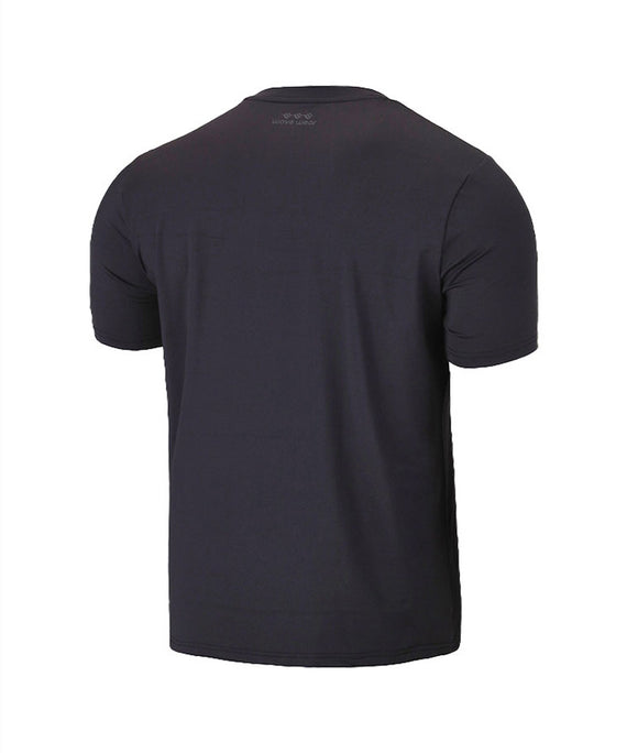 WaveWear black performance short-sleeve athletic top shown from back with simple design