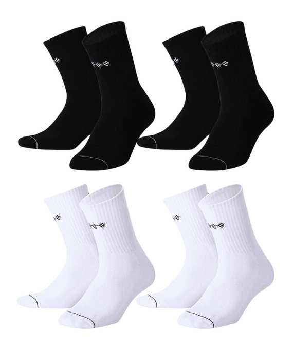 WaveWear compression athletic socks in black and white designed for enhanced support and performance