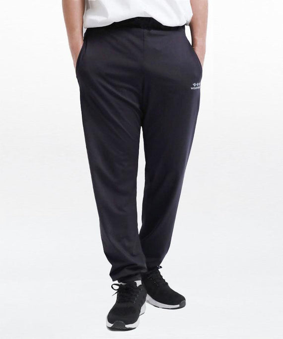 WaveWear black compression joggers for men with tapered fit and side pockets