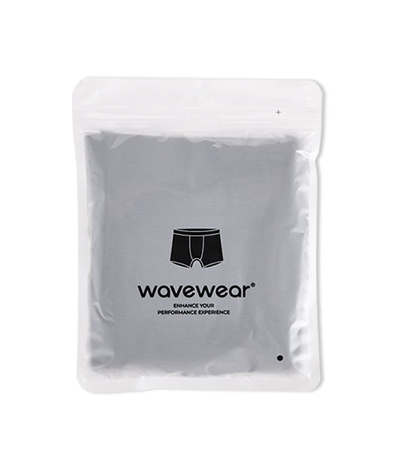 WaveWear comfortable athletic boxer briefs packaged in a resealable plastic bag for performance wear